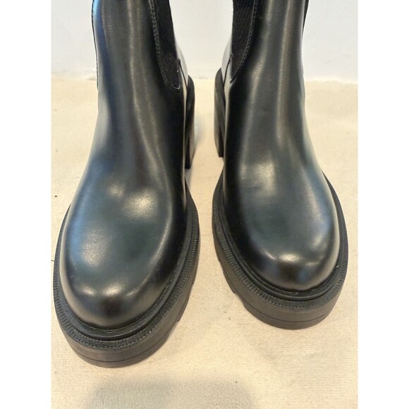 ZARA Women Ribbed Sock Chunky Ankle Boots With Track Sole Black US 7.5 EUR 38 - Picture 7 of 13